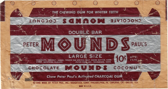 1948 Mounds Candy Wrapper