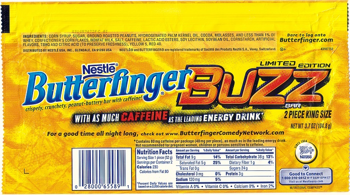 2009 Butterfinger BUZZ Candy Wrapper