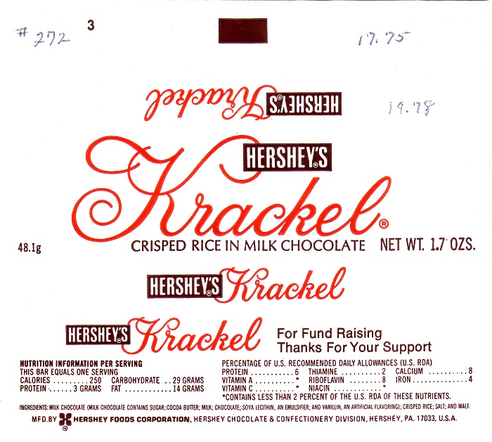 1978 Krackel Candy Wrapper