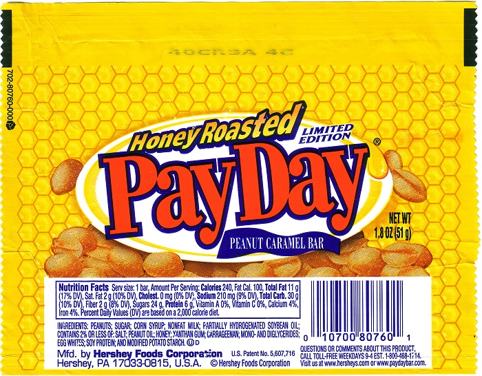 2003 PayDay Honey Roasted Candy Wrapper