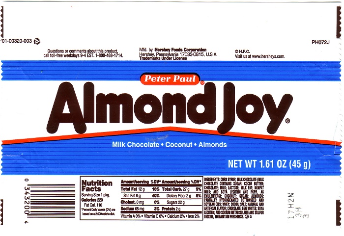 2002 Almond Joy Candy Wrapper