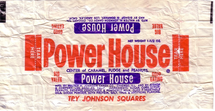 1950s Power House Candy Wrapper