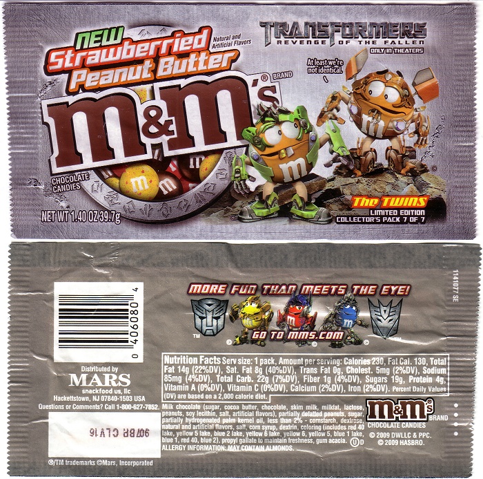 2009 M&M Transformers Candy Wrapper