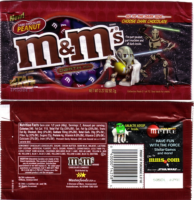 2005 M&M Star Wars Candy Wrapper