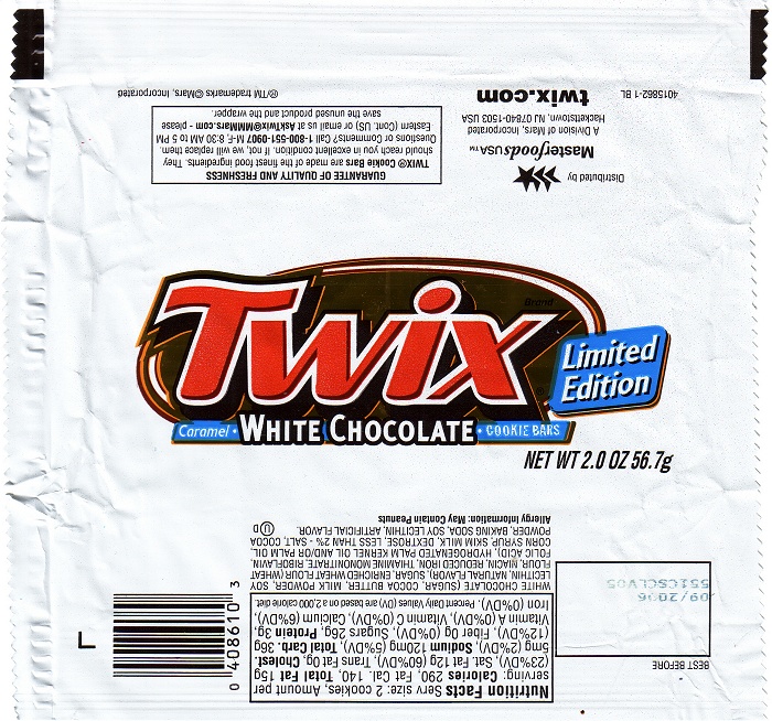 2006 Twix White Candy Wrapper