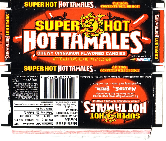 2004 Super Hot, Hot Tamales Candy Wrapper