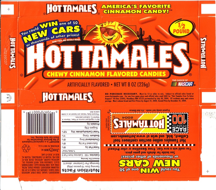 2003 Hot Tamales Candy Wrapper