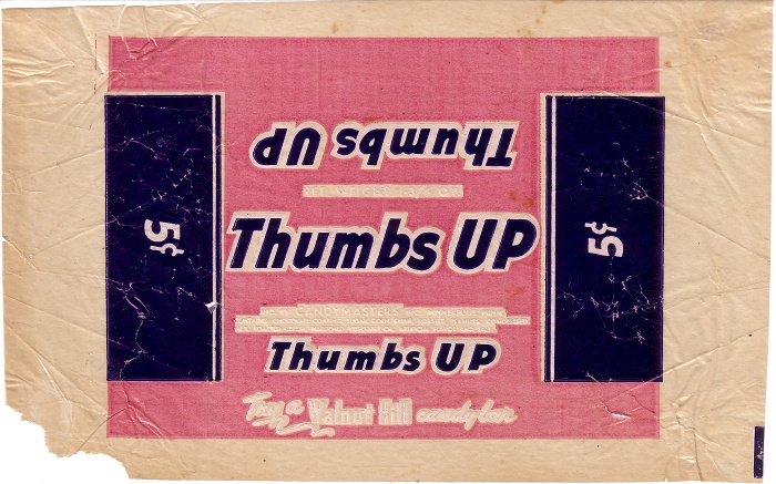 1940s Thumbs Up Candy Wrapper
