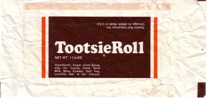 1960s Tootsie Roll Candy Wrapper