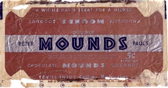 1941 Mounds Candy Wrapper