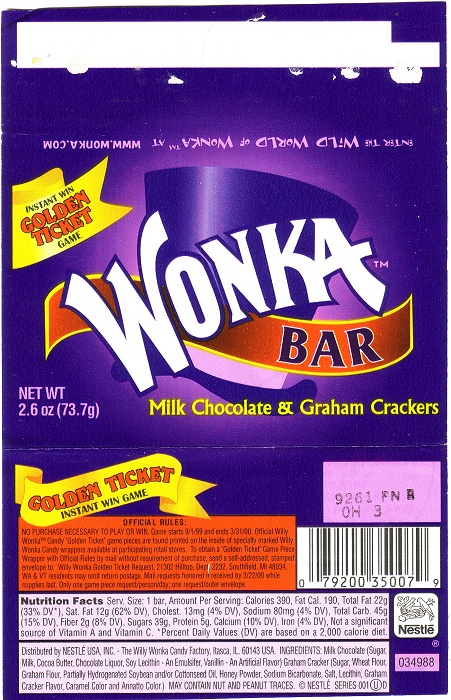 1999 Wonka Candy Wrapper
