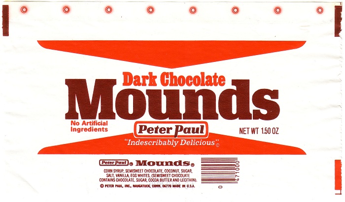 1979 Mounds Candy Wrapper