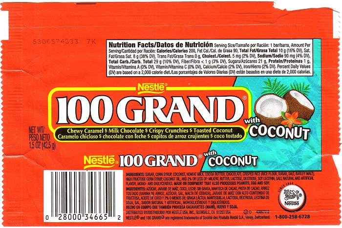 2005 100 Grand with Coconut Candy Wrapper