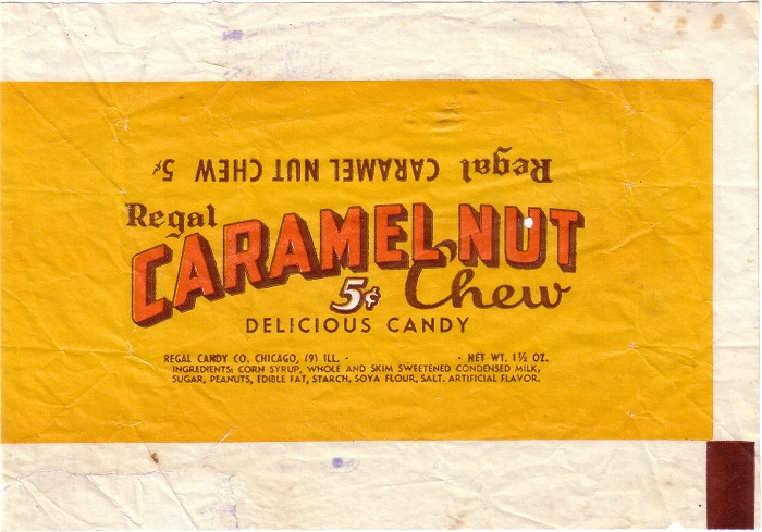 1950s Caramel Nut Chew Candy Wrapper