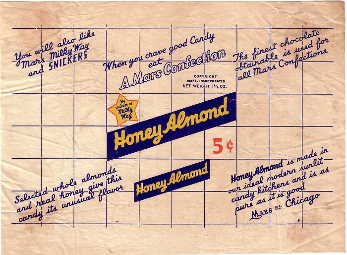 1940s Honey Almond Candy Wrapper