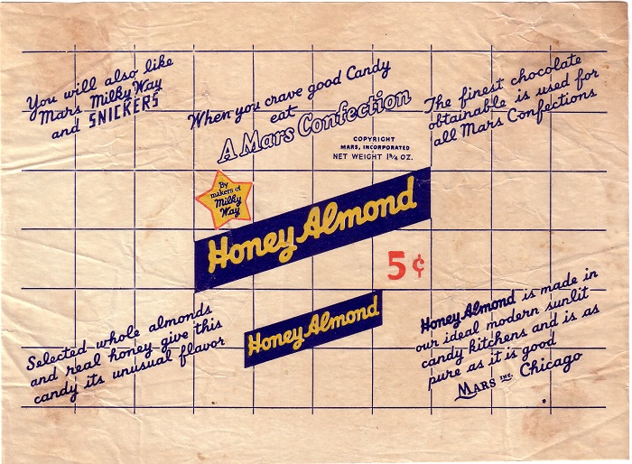 1940s Honey Almond Candy Wrapper