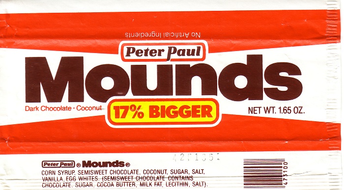 1980s Mounds Candy Wrapper