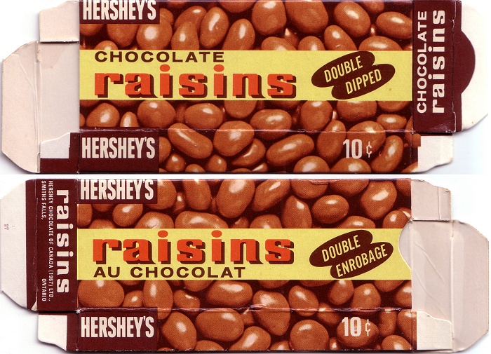 1967 Chocolate Raisins Candy Wrapper