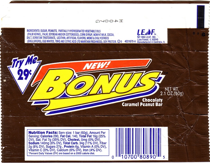1993 Bonus Candy Wrapper