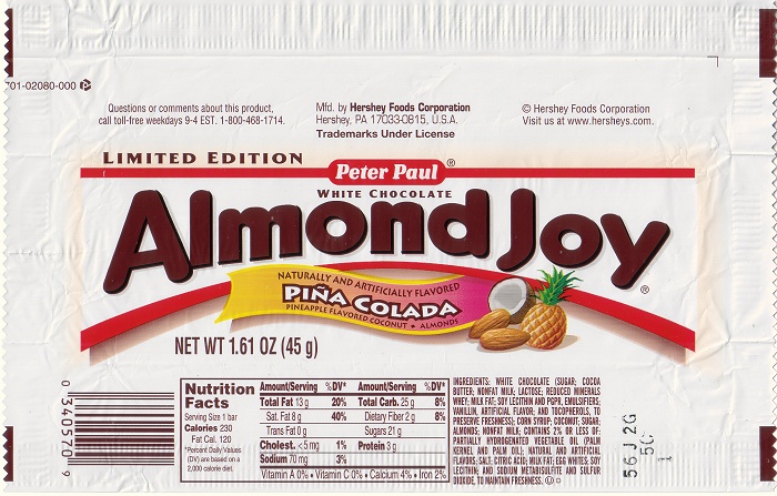 2004 Almond Joy Pina Colada Candy Wrapper