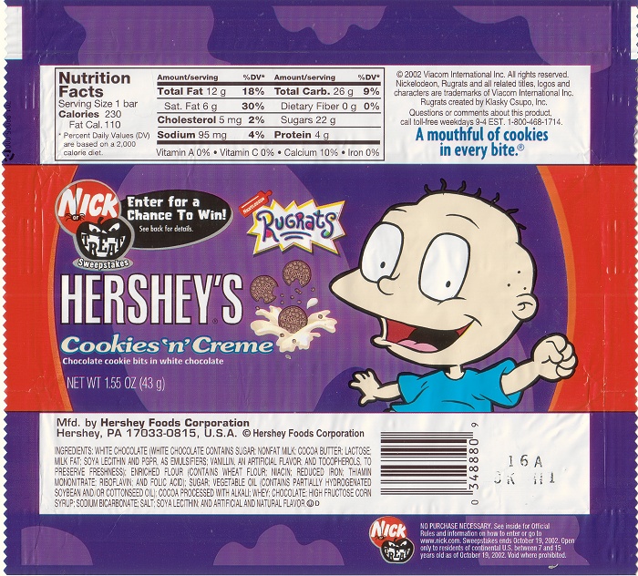 2002 Hershey Rugrats Candy Wrapper