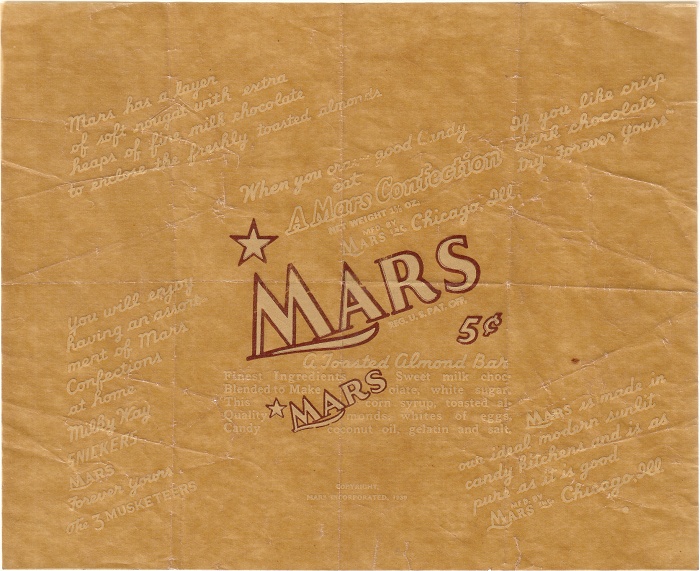1939 Mars Candy Wrapper