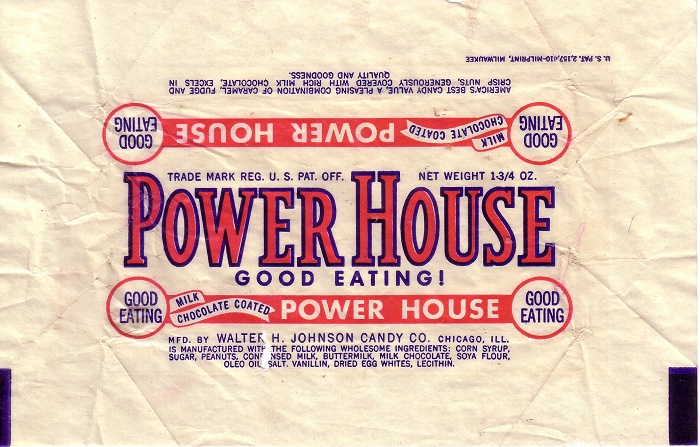 1950s Power House Candy Wrapper