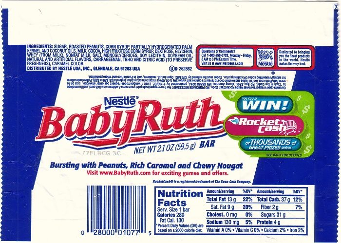 2002 Baby Ruth Candy Wrapper 2002 Baby Ruth Candy Wrapper