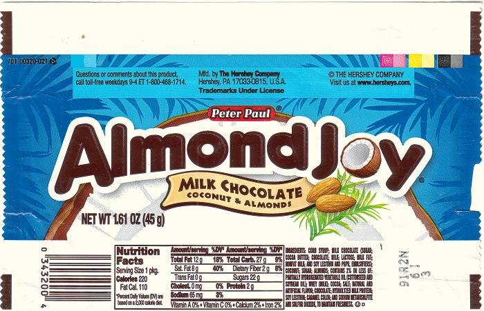 2005 Almond Joy Candy Wrapper