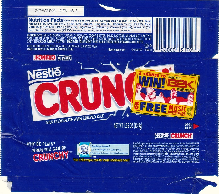 2003 Crunch Candy Wrapper