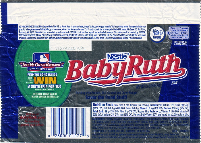 2008 Baby Ruth Candy Wrapper 2008 Baby Ruth Candy Wrapper