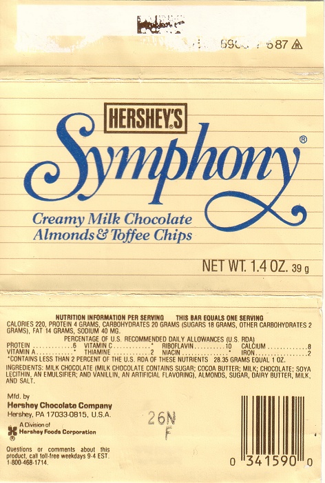 2001 Symphony Candy Wrapper