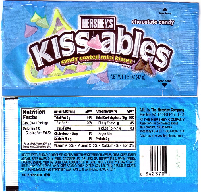 2007 Kissables Candy Wrapper