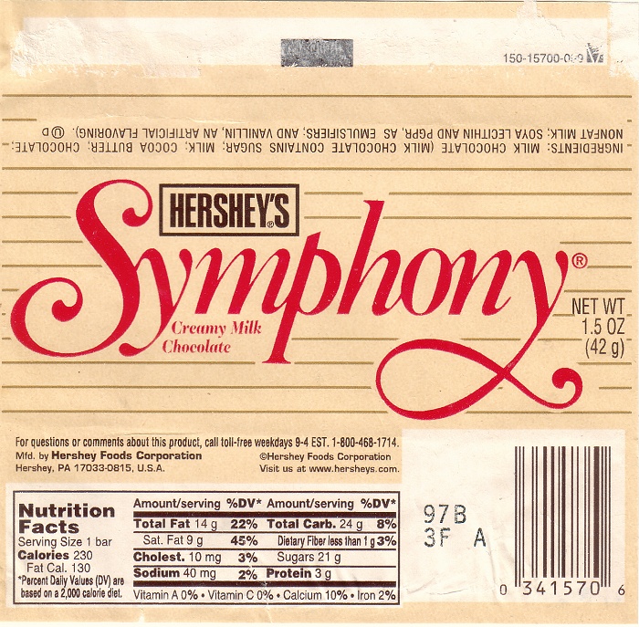 2002 Symphony Candy Wrapper