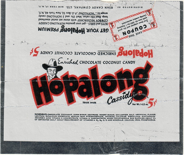 1950 Hopalong Cassidy Candy Wrapper