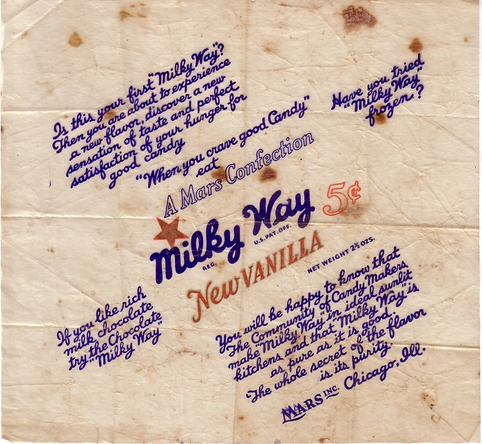 1950s Milky Way Candy Wrapper