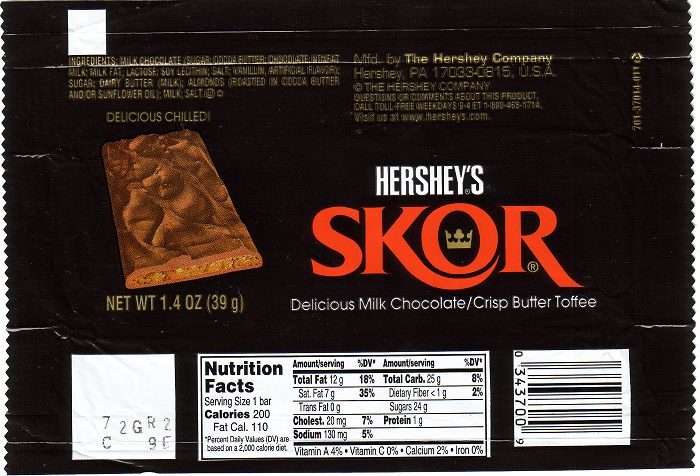 2006 Skor Candy Wrapper