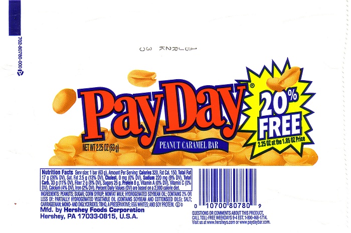 2002 PayDay Candy Wrapper