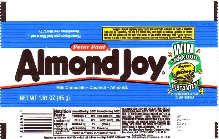 2002 Almond Joy Candy Wrapper