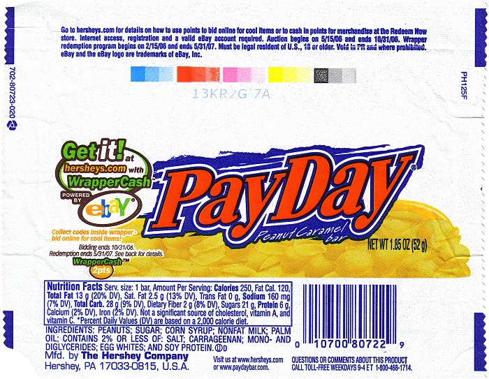 2006 PayDay Candy Wrapper