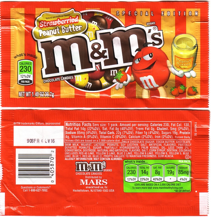 2009 Strawberried Peanut Butter M&Ms Candy Wrapper