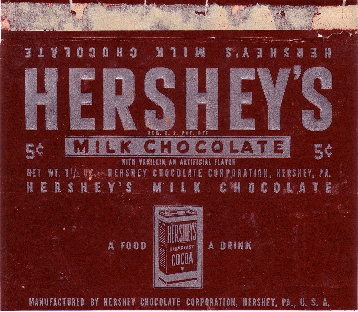 1940 Hershey Candy Wrapper