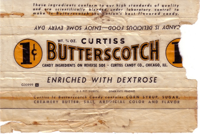 1960s ButterScotch Candy Wrapper