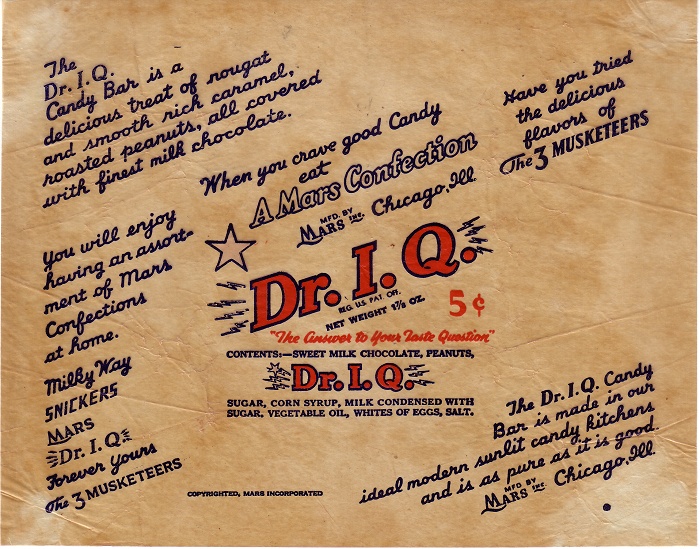 1950s Dr IQ Candy Wrapper
