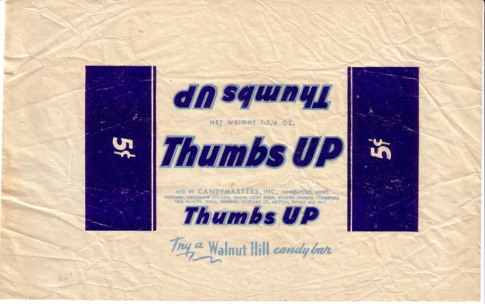 1940s Thumbs Up Candy Wrapper