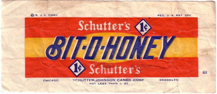 1950s Bit-O-Honey Candy Wrapper